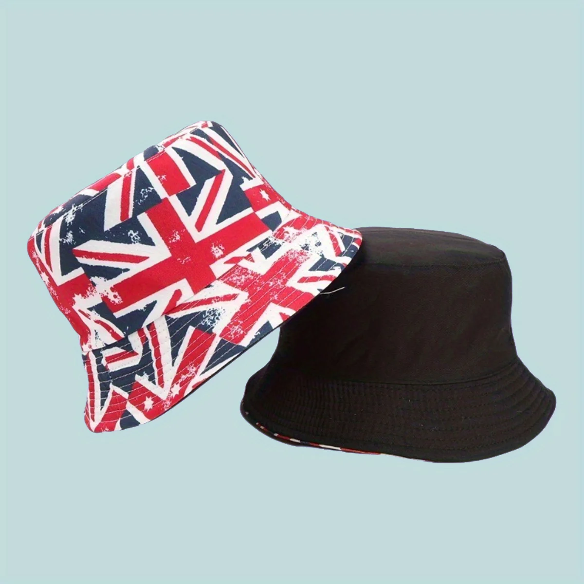 

British Flag Reversible Bucket Hat Double Sided Union Jack Print Sun Hat Unisex Breathable Fisherman Cap for Beach Travel