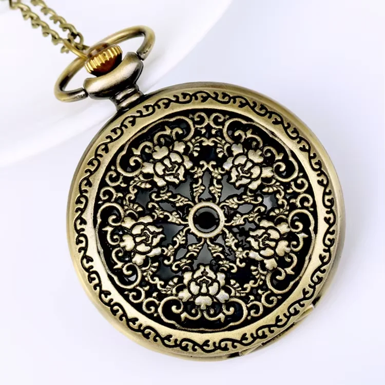 8076five golden flower hollow pocket watch Large pocket watch court carved  chain pocket watch five rose pocket watch