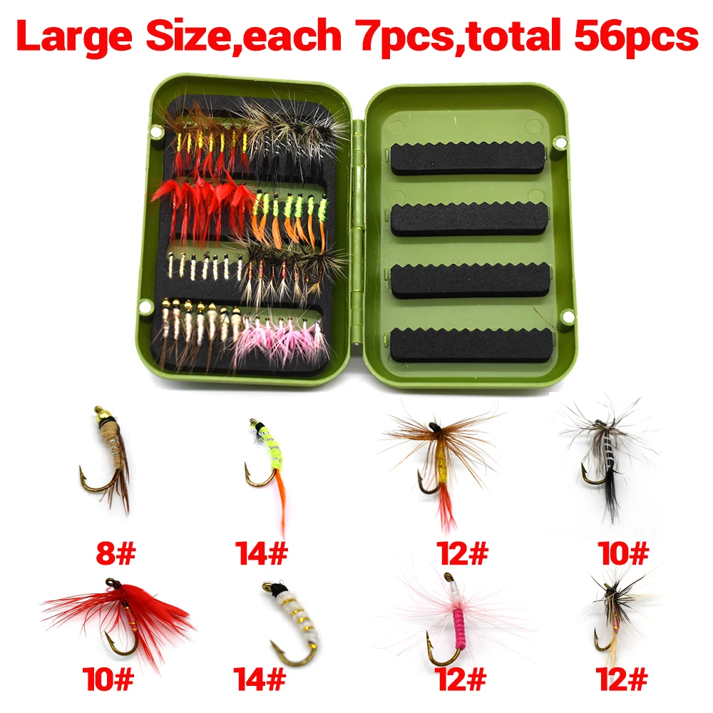 Fly Fishing Flies Kit, 40-56Pcs Handmade Fly Fishing Gear With Dry/Wet Flies, Streamers, Fly Assortment Trout Bass Flies Set