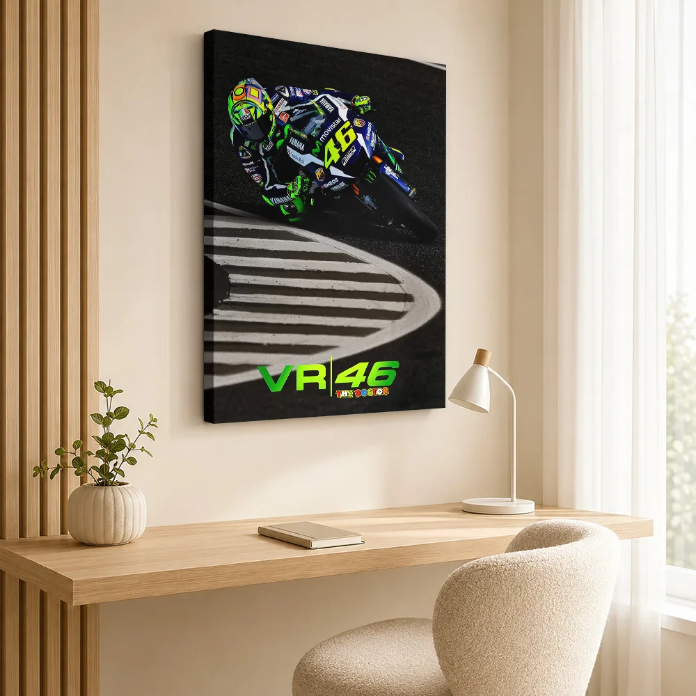 Valentino Rossi VR46 MotoGP Racing Framed Canvas Poster Customized Photo Modern Graphic Composition Wall Art For Home Office