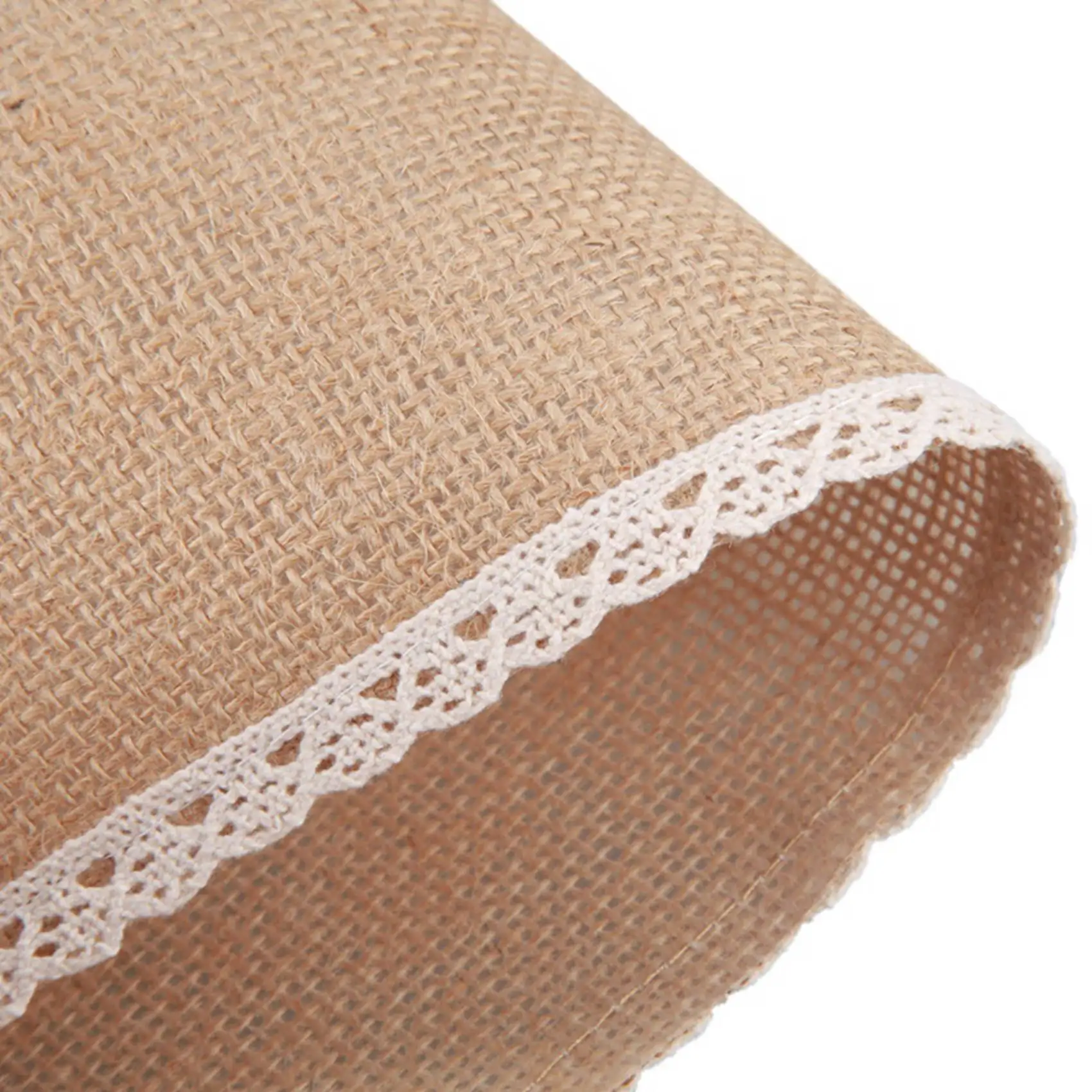 HLZS-24Pcs Linen Table Mat Lace Placemat Set Natural Jute Woven Tableware Mat Wedding Party Decoration