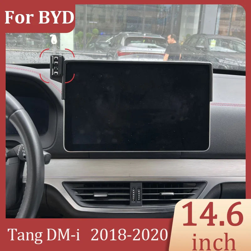 For BYD Tang DM-i 2018-2020 Car Mobile Navigation Bracket DIY Projection Screen Wireless Charger Screen 14.6 Inch Fixed Base