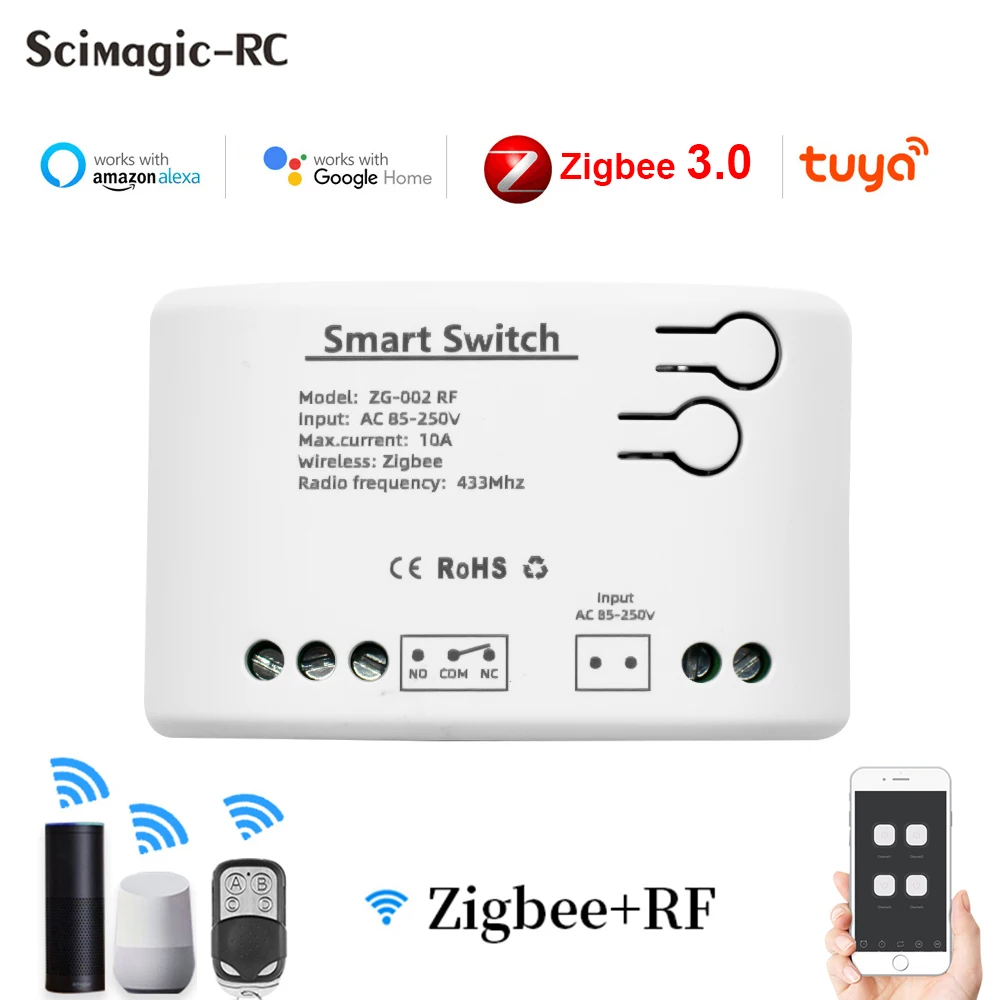 

Zigbee 220V Smart Switch 1/2/4 канала 12 В 22 В 110 В 240 В Совместимые реле Alexa Tuya Inching Умный выключатель света