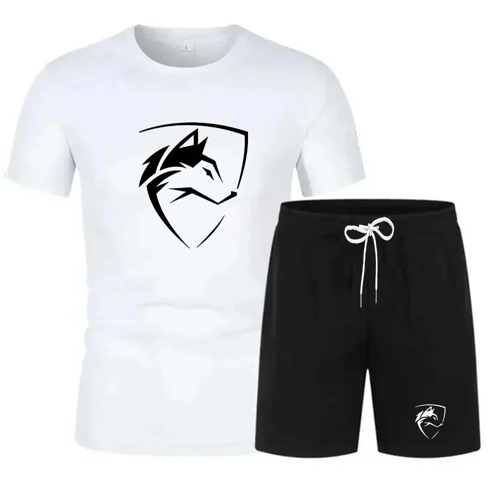 Wolf print classic T-shirt, simple round neck design, breathable, suitable for both men and women. Short-sleeved top, men's T-sh