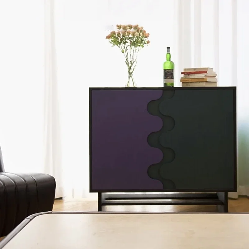 

Solid wood porch cabinet, shoe cabinet, wave cabinet, household wall locker, modern color matching side cabinet