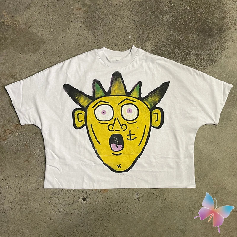 

White American Street Blutosatire T-shirt High Quality Cartoon Graffiti Cotton Short Sleeve Casual Loose Men Women Funny Tshirt