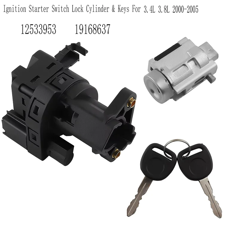 

12533953 Ignition Starter Switch Lock Cylinder & Keys For Chevy Impala 3.4L 3.8L 2000-2005 19168637