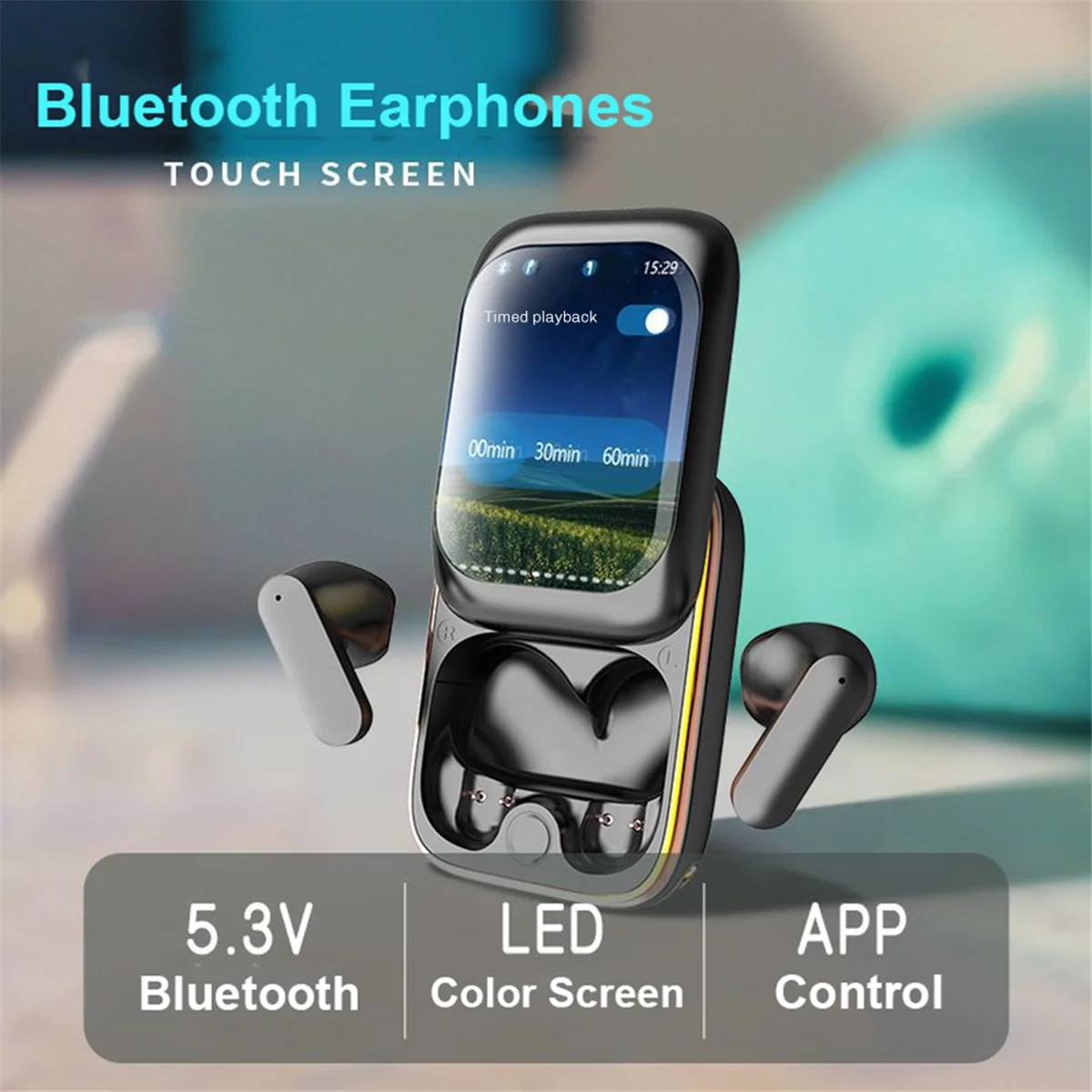【Hot Price】Slide-Out True Wireless Earphones Bluetooth 5.3 Full-Color Touch LCD Bass Boost Gaming Mode Compatible Android & IOS