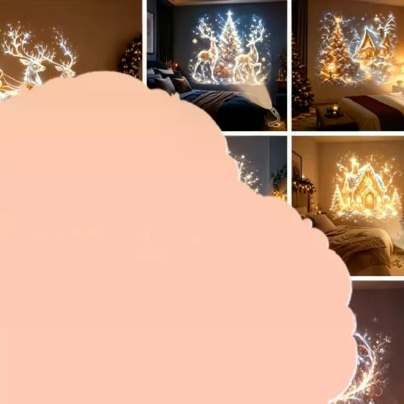 USB Christmas Projector Light 10pcs Patterns Adjustable Night Light Xmas Santa Snowman Church Nativity Projection Lamp Decor