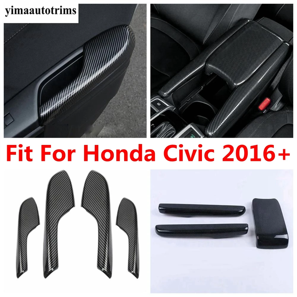 

Central Control Storage Box Frame / Door Armrest Panel Strip Cover Trim For Honda Civic 2016 - 2020 ABS Carbon Fiber Accessories