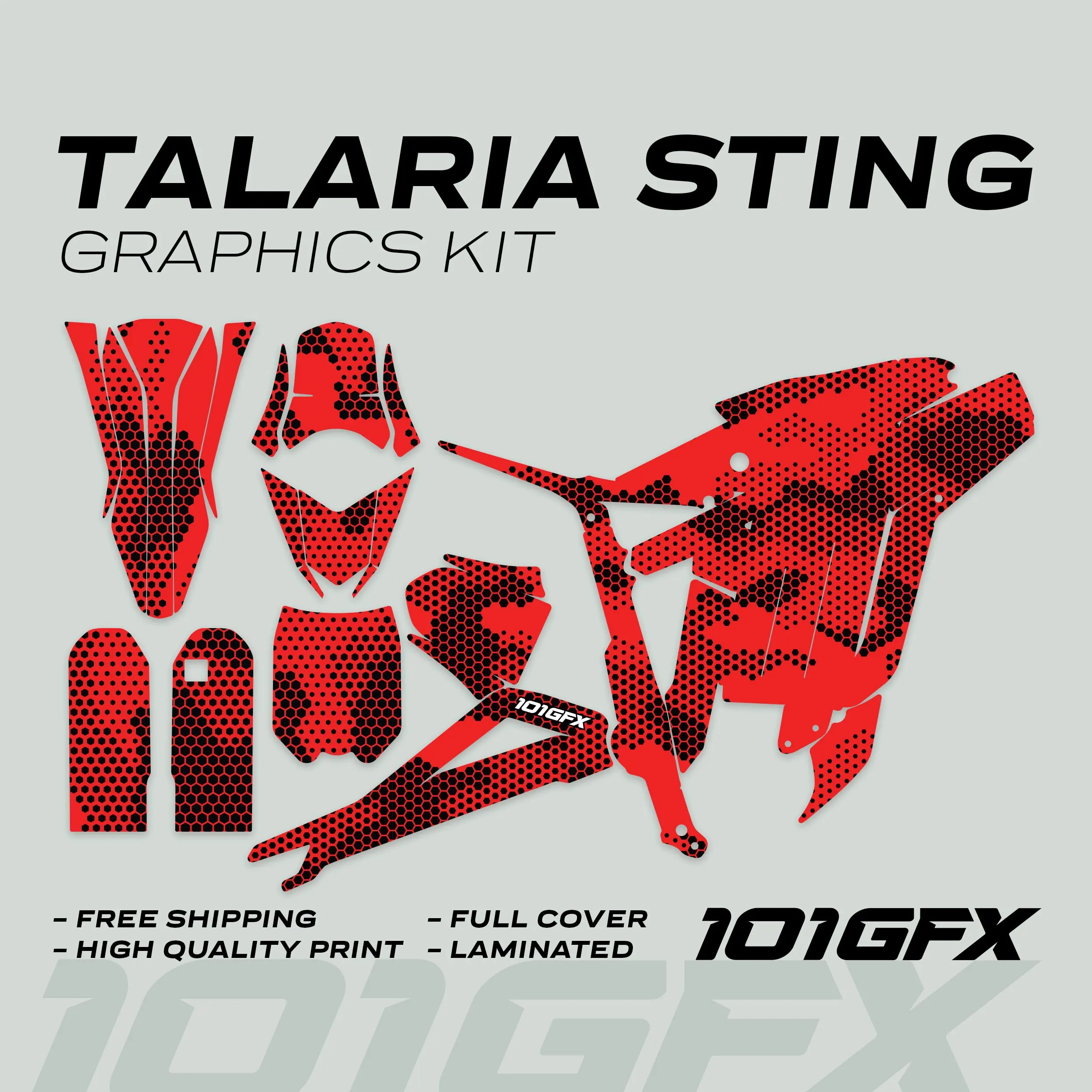 Graphics Kit HEXOCAM RED Decals Stickers Laminated Camo hexagonal honeycomb modern  wrap eBike Emoto For Talaria Sting MX3 MX4