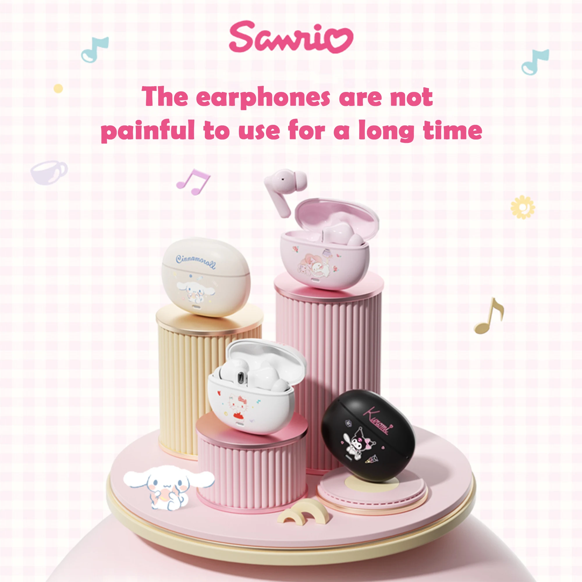 Sanrio YP-75 Hello Kitty Kuromi Tws Bluetooth Oortelefoons Draadloze Sport Ruisonderdrukking Hifi Hoofdtelefoon Touch Control