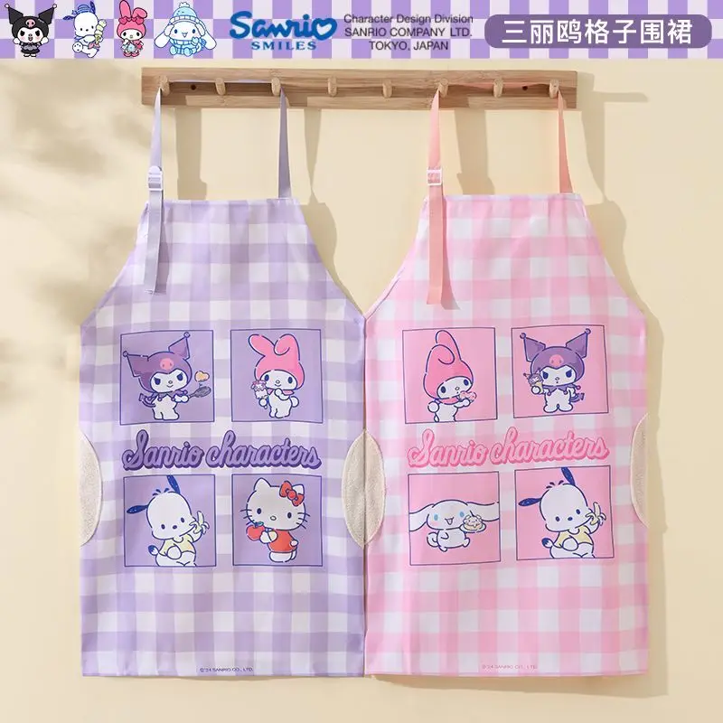 New Sanrio Apron Kuromi Cinnamoroll Kuromi Meloyd Kitchen Cute Waterproof Ladies Cartoon Simple Cleaning Household Products Tool