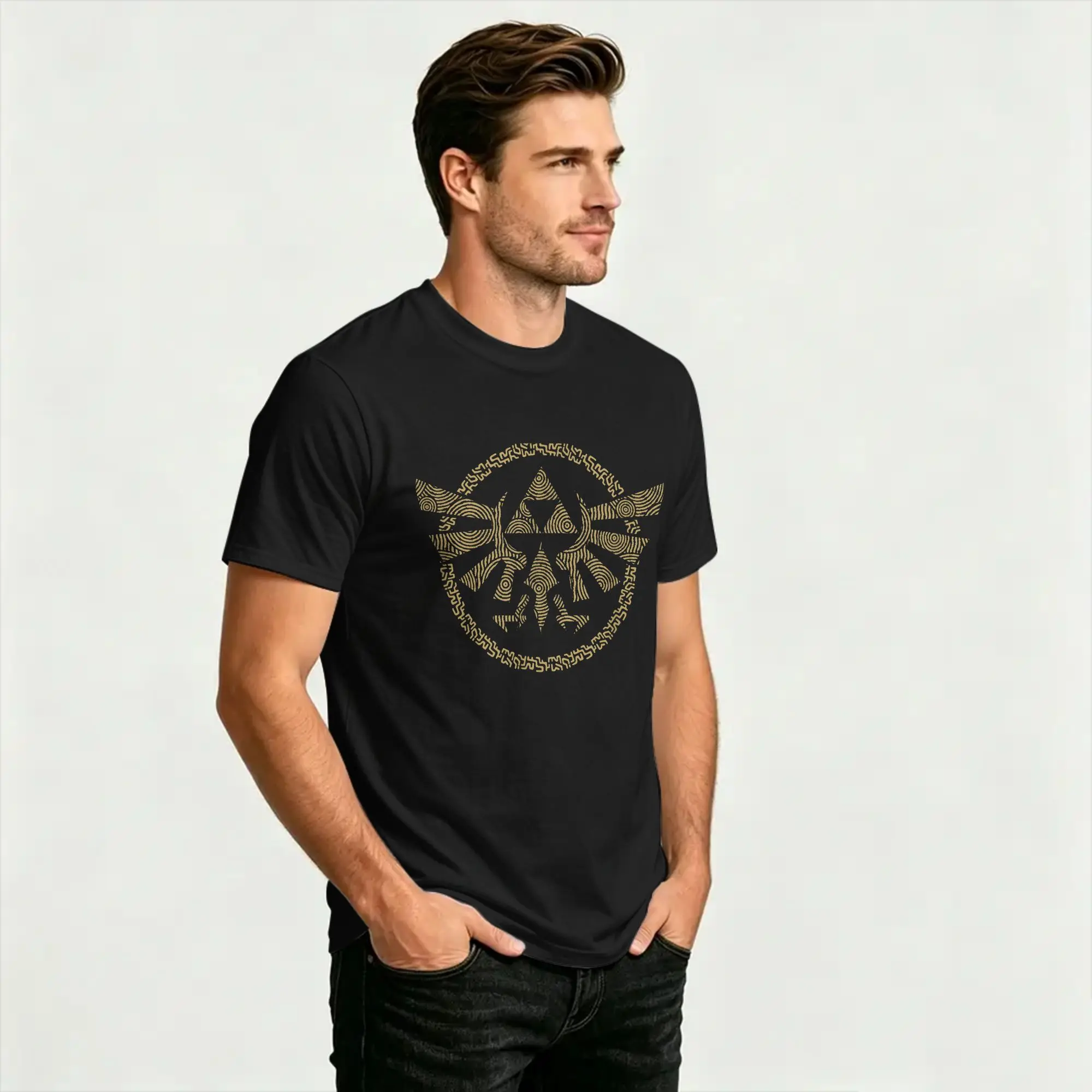 The Legend of Zelda Tears Of The Kingdom Hyrule Badge Baumwoll-T-Shirt für Herren, Sommermode-T-Shirt, Übergrößen-Design-Tops – Detail 5