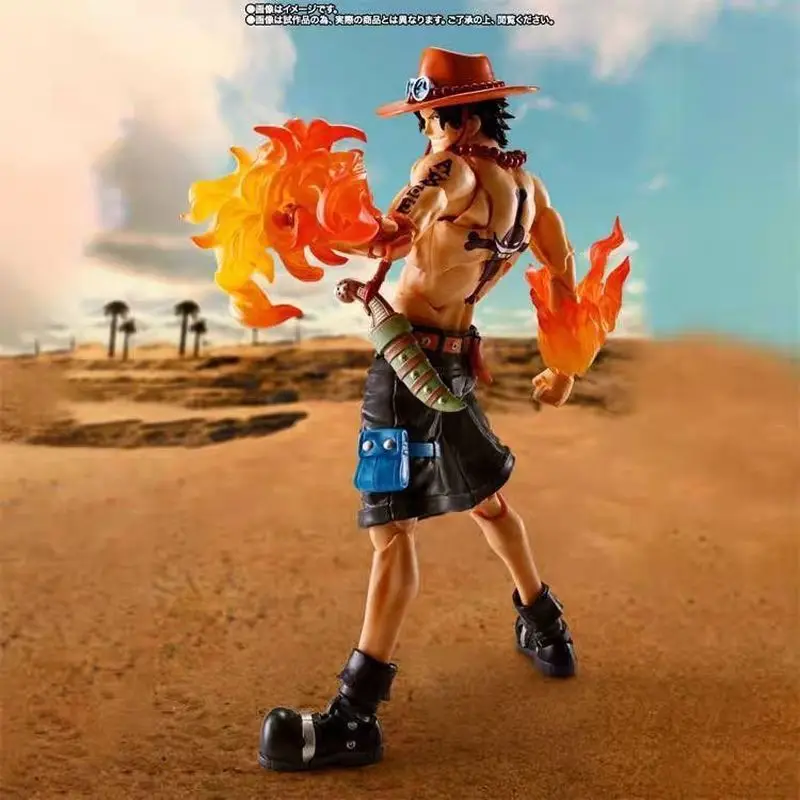 مجسم شخصية SHF Portgas D. Ace Fire Fist - نموذج مفصلي قابل للجمع من قطعة واحدة من Marineford War، إصدار أنيمي مكرر