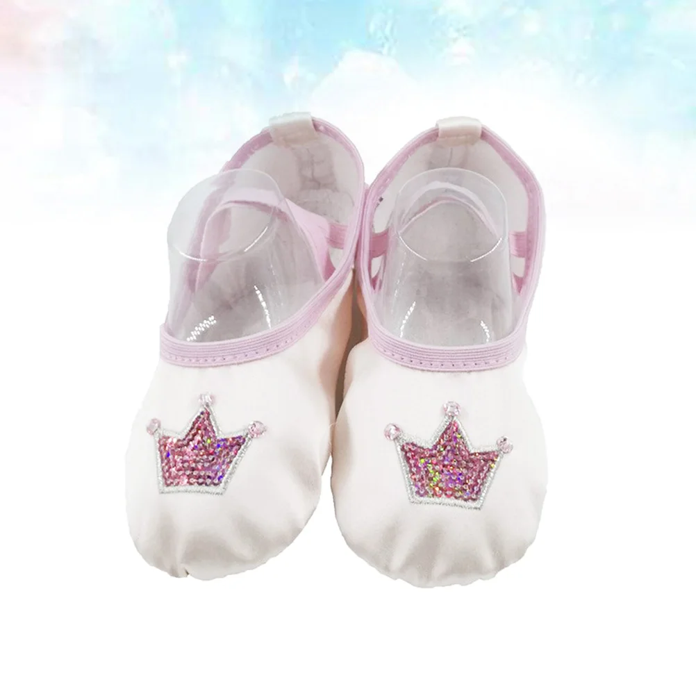 Pink Satin Ballet Dance Shoes Kids Yoga Gymnastics Stretch Belt Comfortable Children Slippers Sole Ballet Shoe