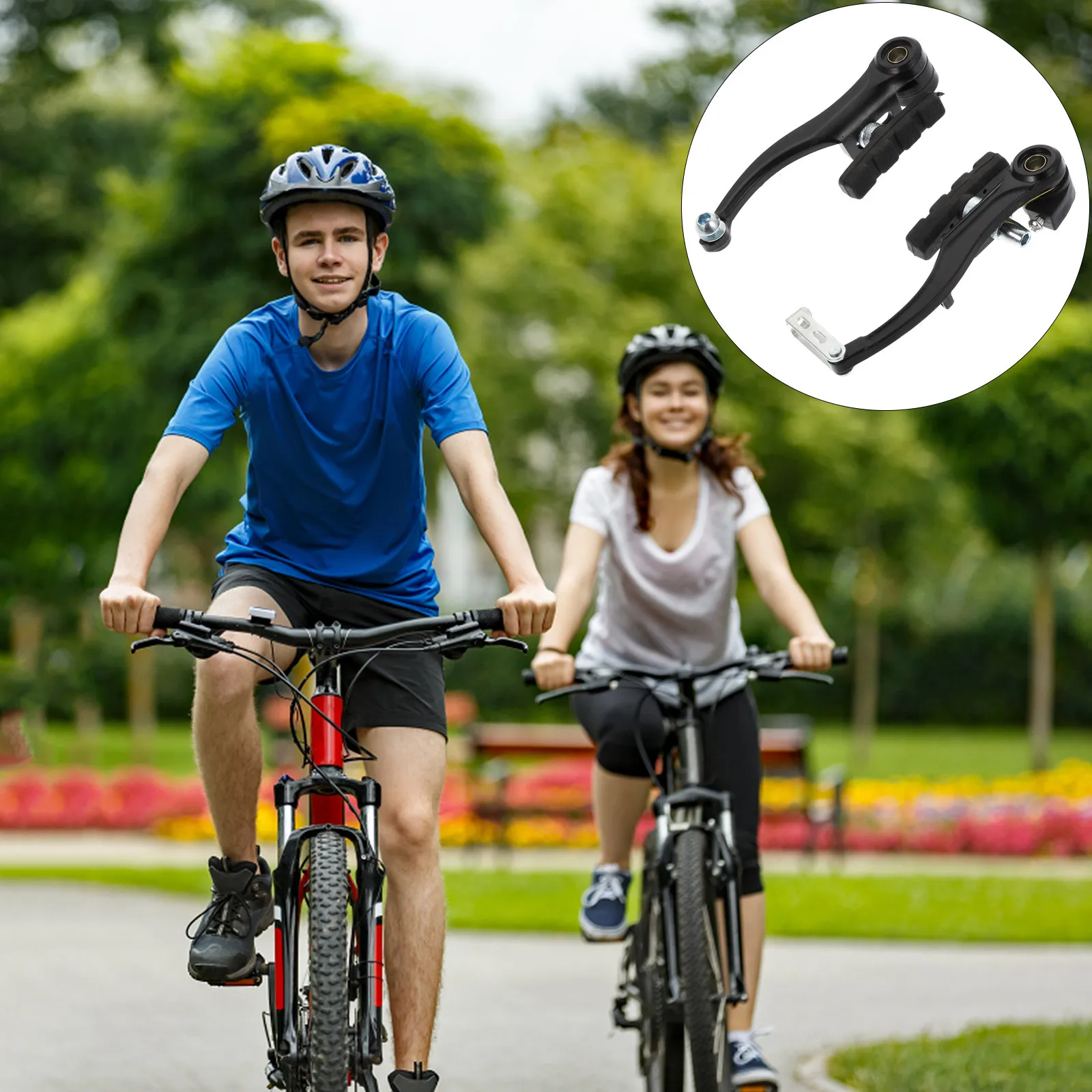 

1Set Mountain Bike Brake Set Kit Aluminum Alloy Rubber High Sensitivity Stable Performance Bike Brakes Replacement