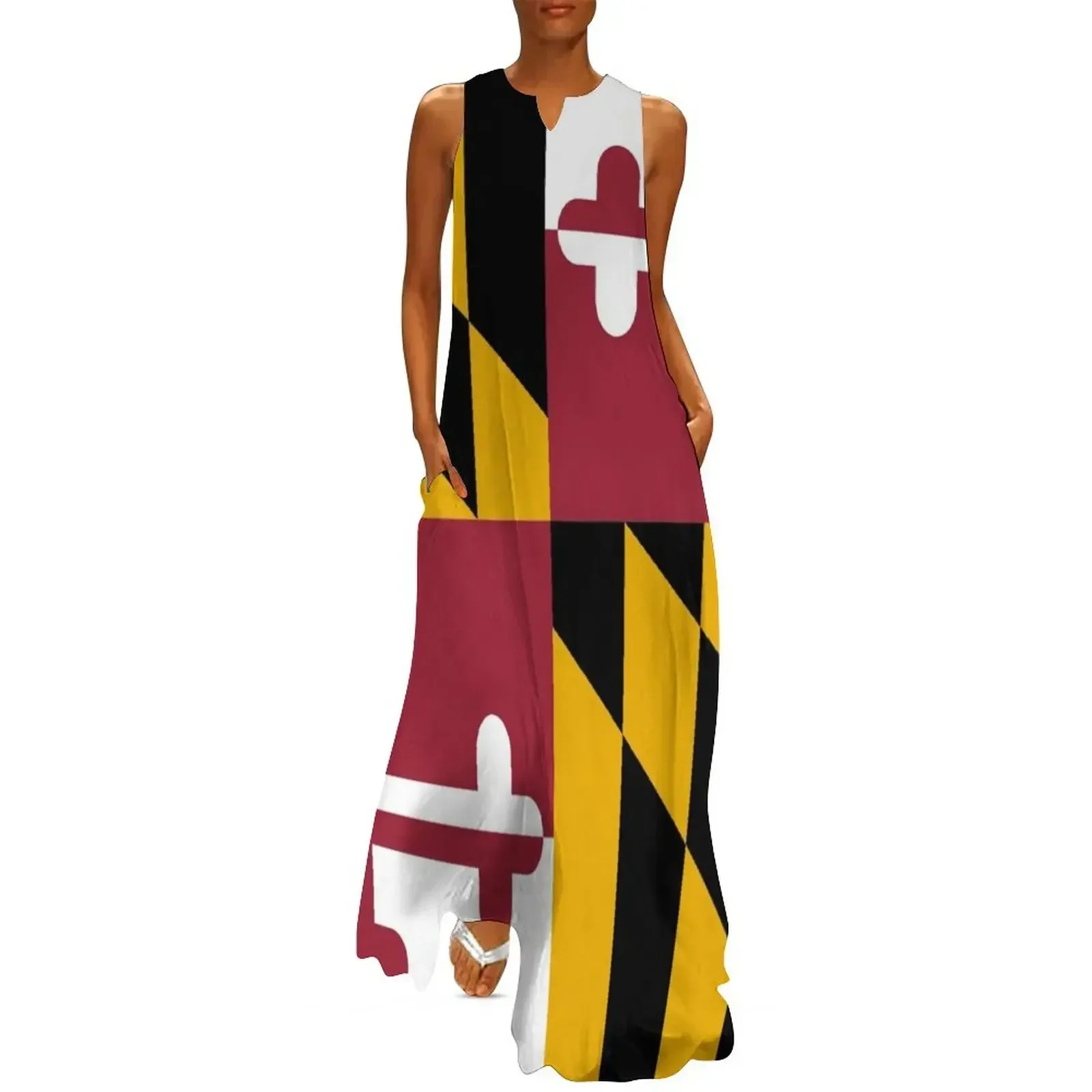 

Maryland flag Long Dress prom dress evening dress woman evening ladies women's elegant loose dresses
