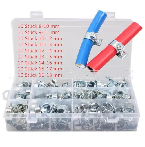 90pcs 304 Stainless Steel Mini Hose Clamp Small Fixing Pipe Clamps Marine Stainless Tube Clamp Fittings Fuel Line Clips Klemmen