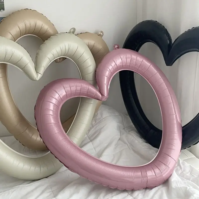 New 40-inch Hollow Hooked Heart Aluminum Foil Balloon Hollow Heart Shaped Balloon Birthday Party Decorative Balloon