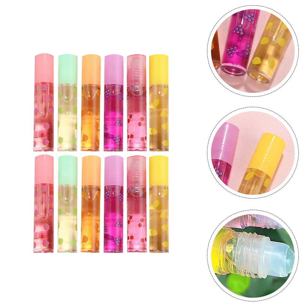 12 Pcs Lip Gloss Balm for Lips Flavored Liquid Oil Transparent Glosses Pack Waterproof Lipsticks Women Colorless