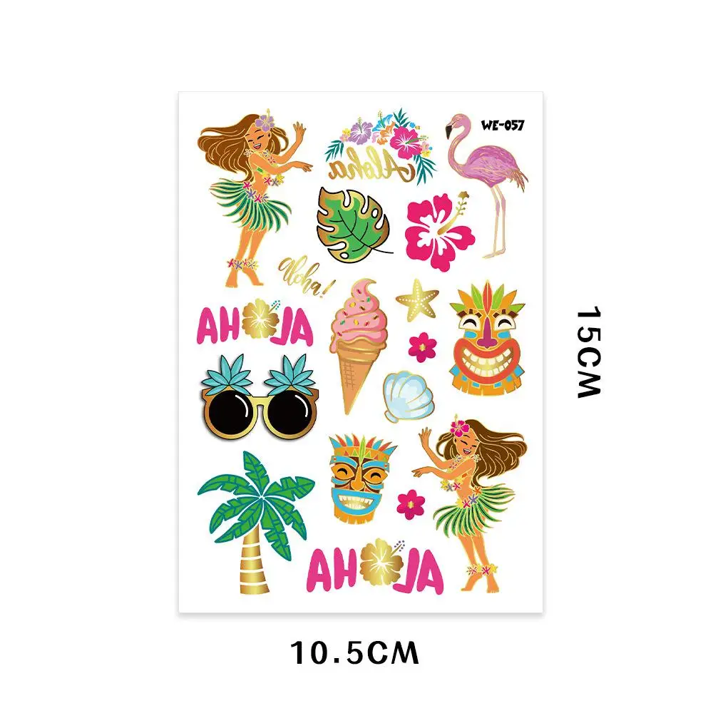 1/4 pçs verão praia festa carimbo quente tatuagem adesivo criativo braço perna crianças brinquedos temporário anti havaiano fruta tatuagem adesivo