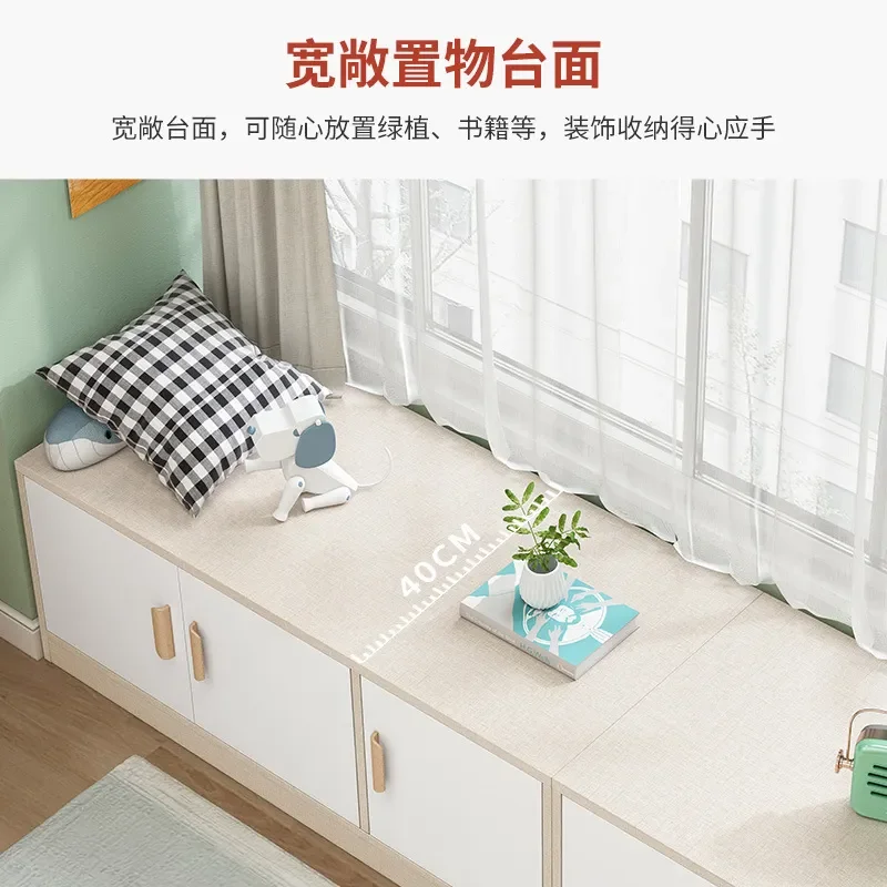 for Bay Window Cabinet Household Balcony Cabinet Sit Floor to Ceiling Window Sill Cabinet Bedroom Low Storage Chest Locker
