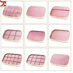 High Quality Tray for Jewelry Exhibitor Pink Velvet Tray with Metal Frame Ring Necklace Display Organizer 30*20Cm