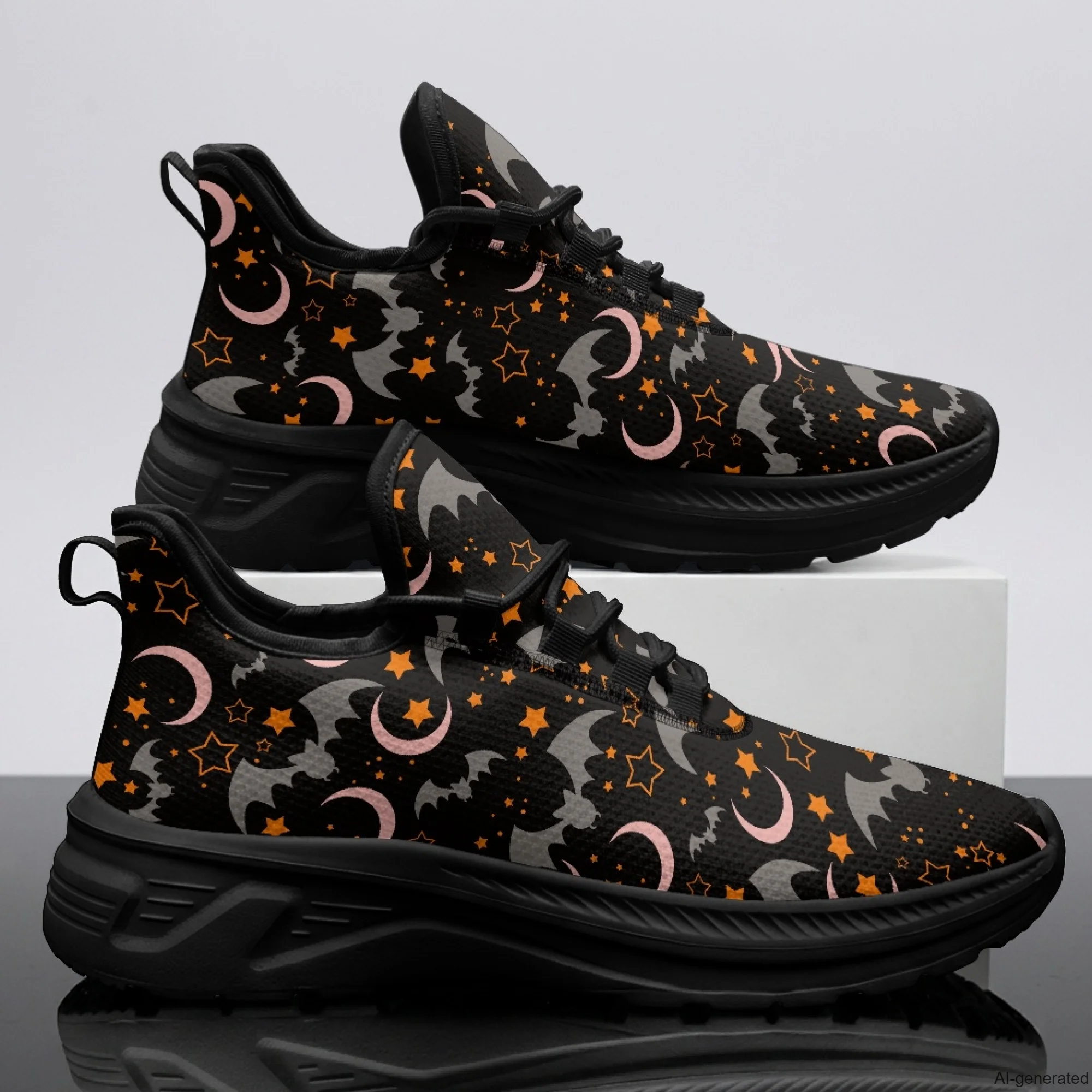 XIXIRIMIDO Damen-Tennisschuhe, schwarze Turnschuhe, Arbeitsschuhe für Krankenschwestern, Herren-Sportschuhe, Halloween-Schuhe, Damen, Größe 35–48