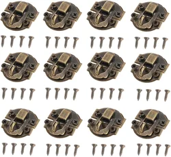 12pcs Antique Brass Decorative Hasp Lock Furniture Jewelry Gift Wine Wood Box Suitcase Case Hasp Latch Hook With Screw 27x29mm