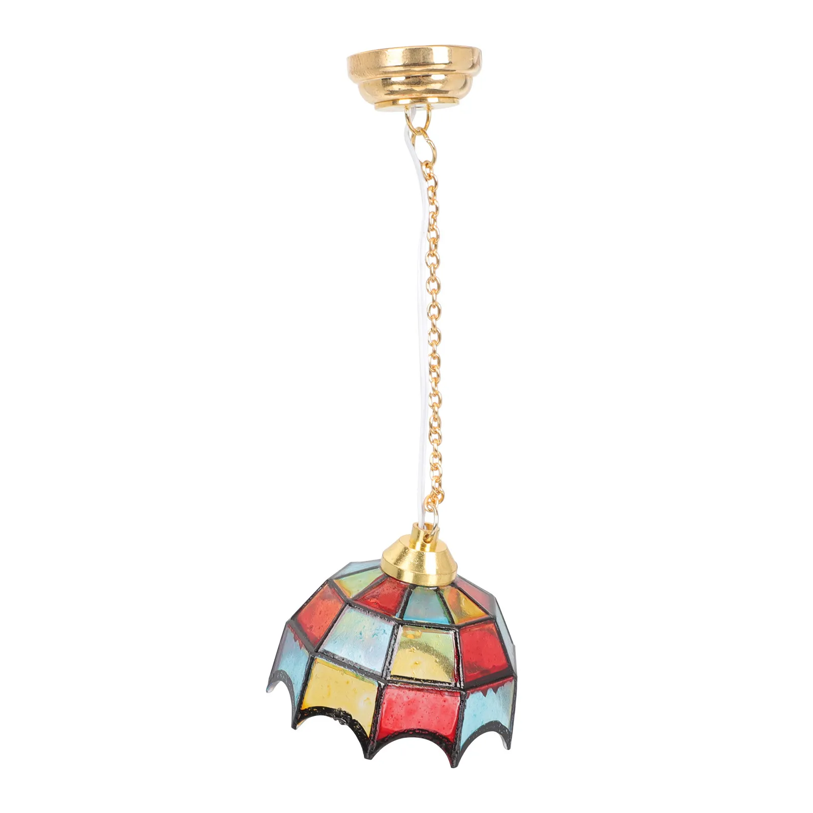 Miniature Ceiling Lamp Decor for Small House Interiors High Quality Metal LED Hanging Light Ornament Realistic Mini House Prop