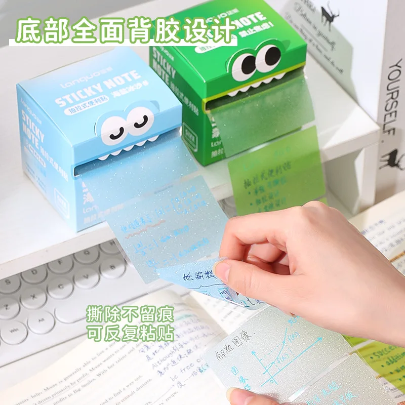 105 sheet Waterproof Glitter Transparent Sticky Notes Gradient Translucent Self-Adhesive Sticky Notes School Office Supplies