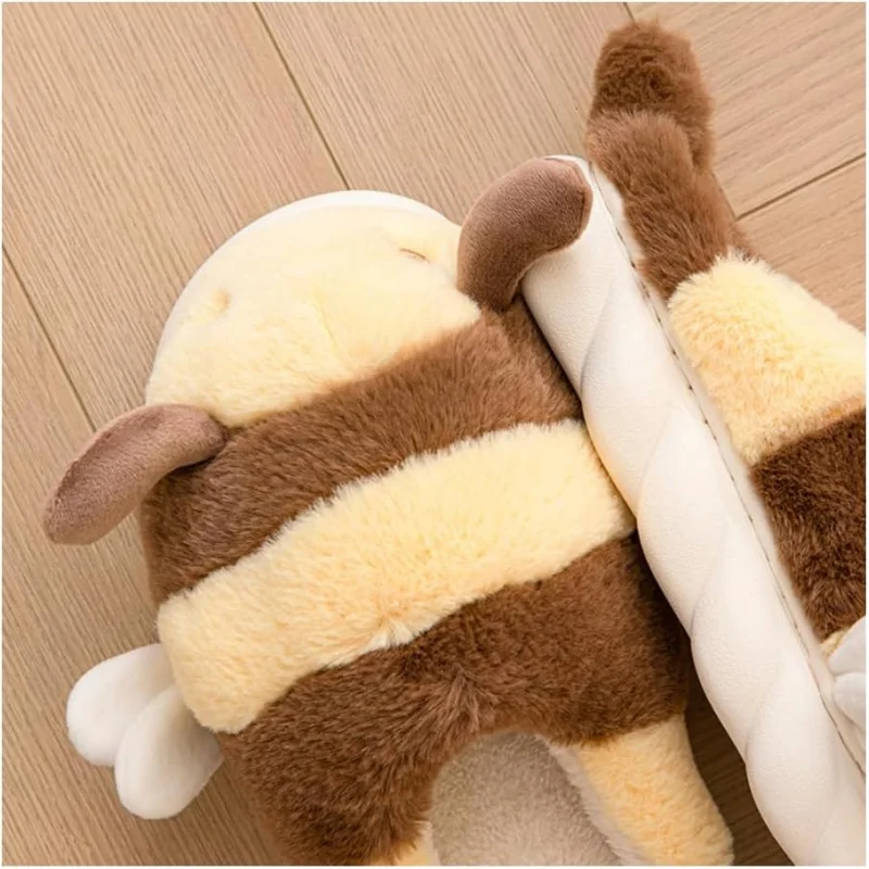 شباشب لطيفة على شكل نحلة: شباشب منزلية دافئة من القطيفة الناعمة للجنسين مريحة وغير قابلة للانزلاق للرجال والنساء #5