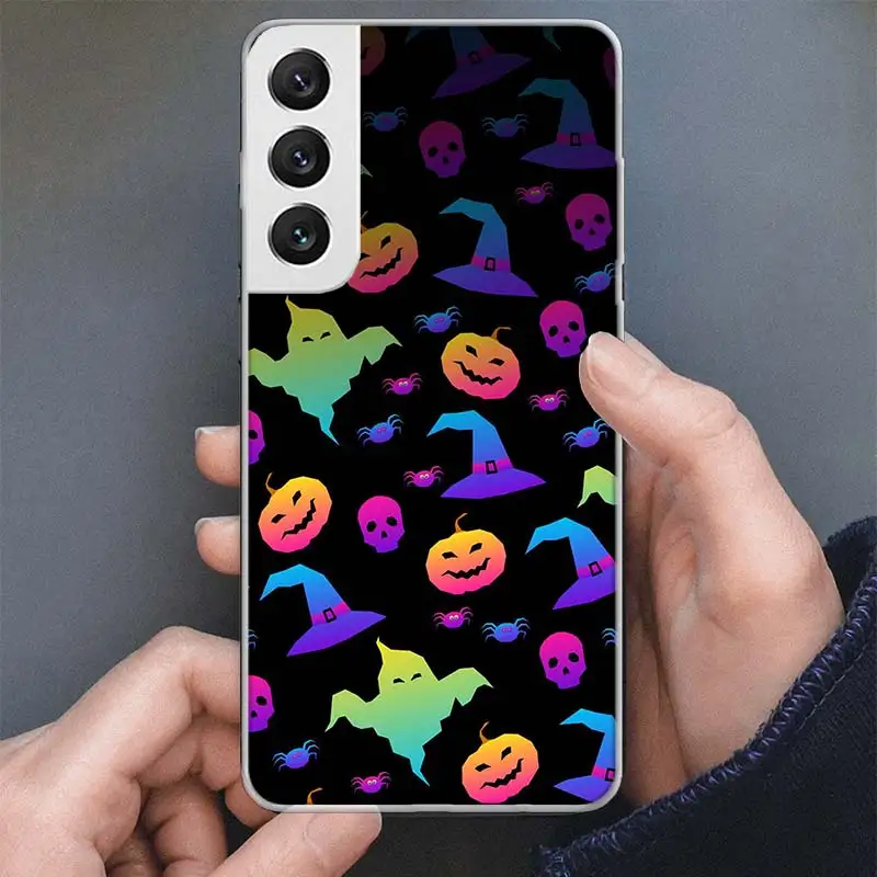 Halloween happy Holiday Cat pumpkin Phone Case For Samsung Galaxy S24 S23 S22 S21 Ultra S20 FE S10 Plus S10E S9 S8 + Soft Cover