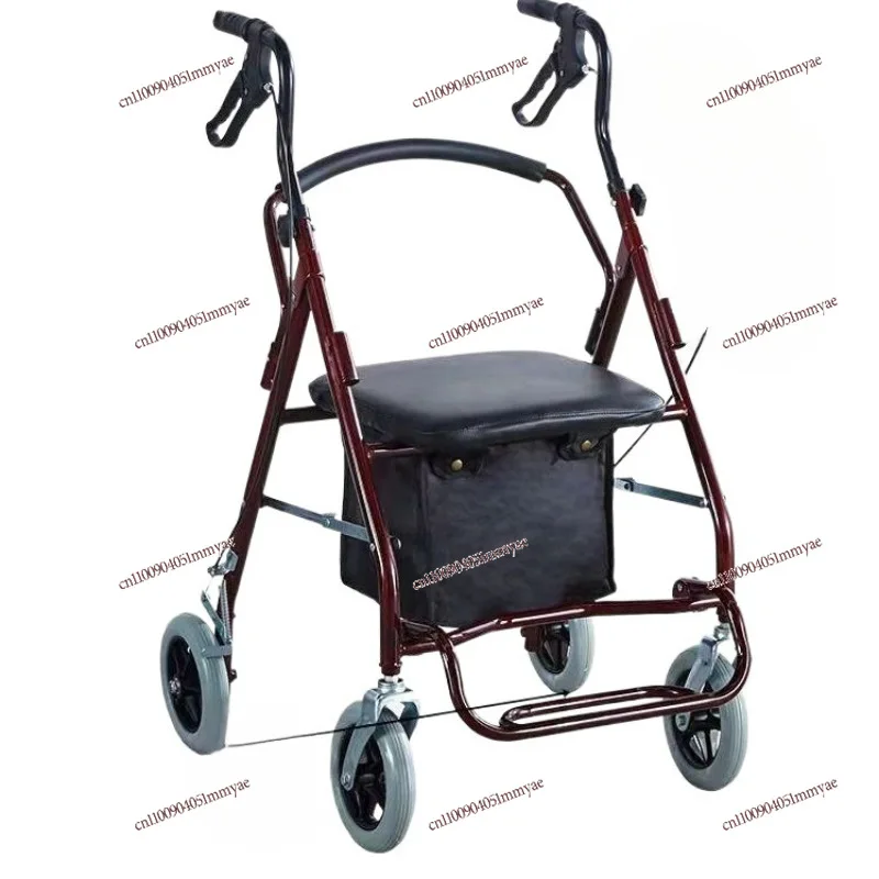 

Elderly Scooter Elderly Trolley Can Sit on Four Wheels To Buy Food, Shopping Cart Folding Seat To Help Walking
