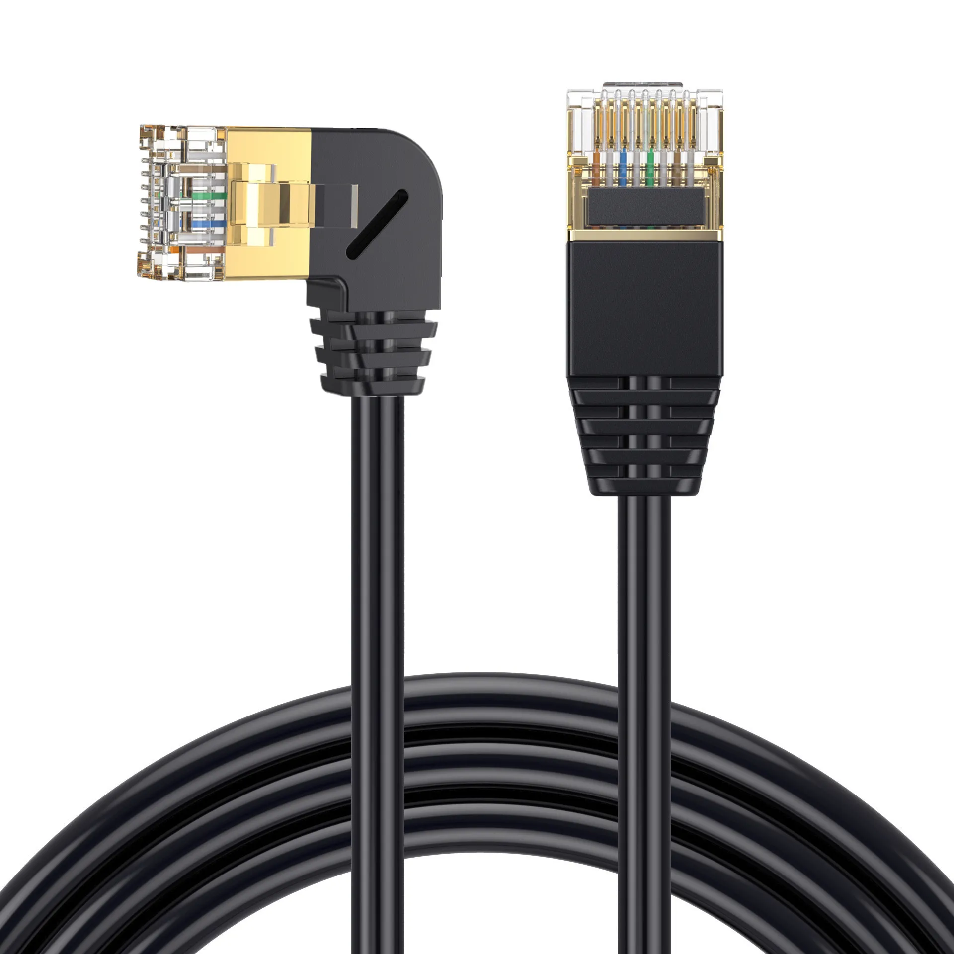 Ultra cienki kabel sieciowy Cat8 kabel Ethernet RJ45 pod kątem prostym UTP kabel połączeniowy 90 stopni Cat6a Lan kable do TV, pudełko routera