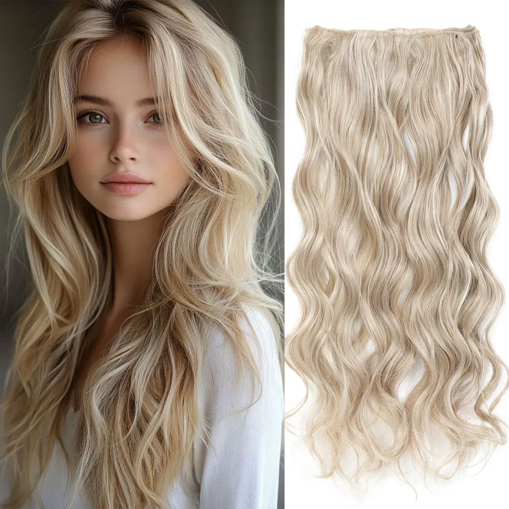 

26 Inches Synthetic Hair Weft Chestnut Brown Bug2 Piano Blonde High Temperature Fibre Soft Sew in Wefts Wavy Hair Bundles