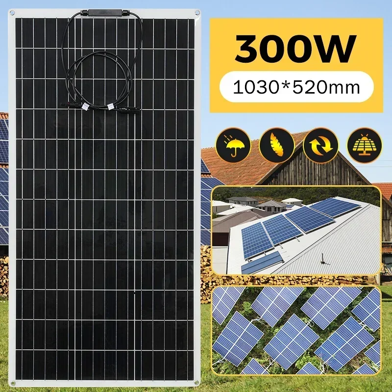 

600w 300w Flexible Solar Panel for 12v Solar Cell Battery Charger Kit Photovoltaic System for Car Boats Marine Motorhome Vans