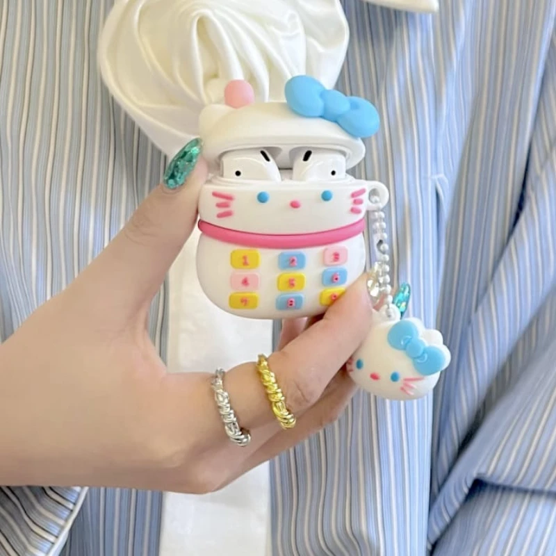 Hot Cute Cartoon Anime Role Telephone Hello Kitty Earphone Protective Case for AirPods 1 2 3 Pro 2rd Soft Silicone Protect Cover