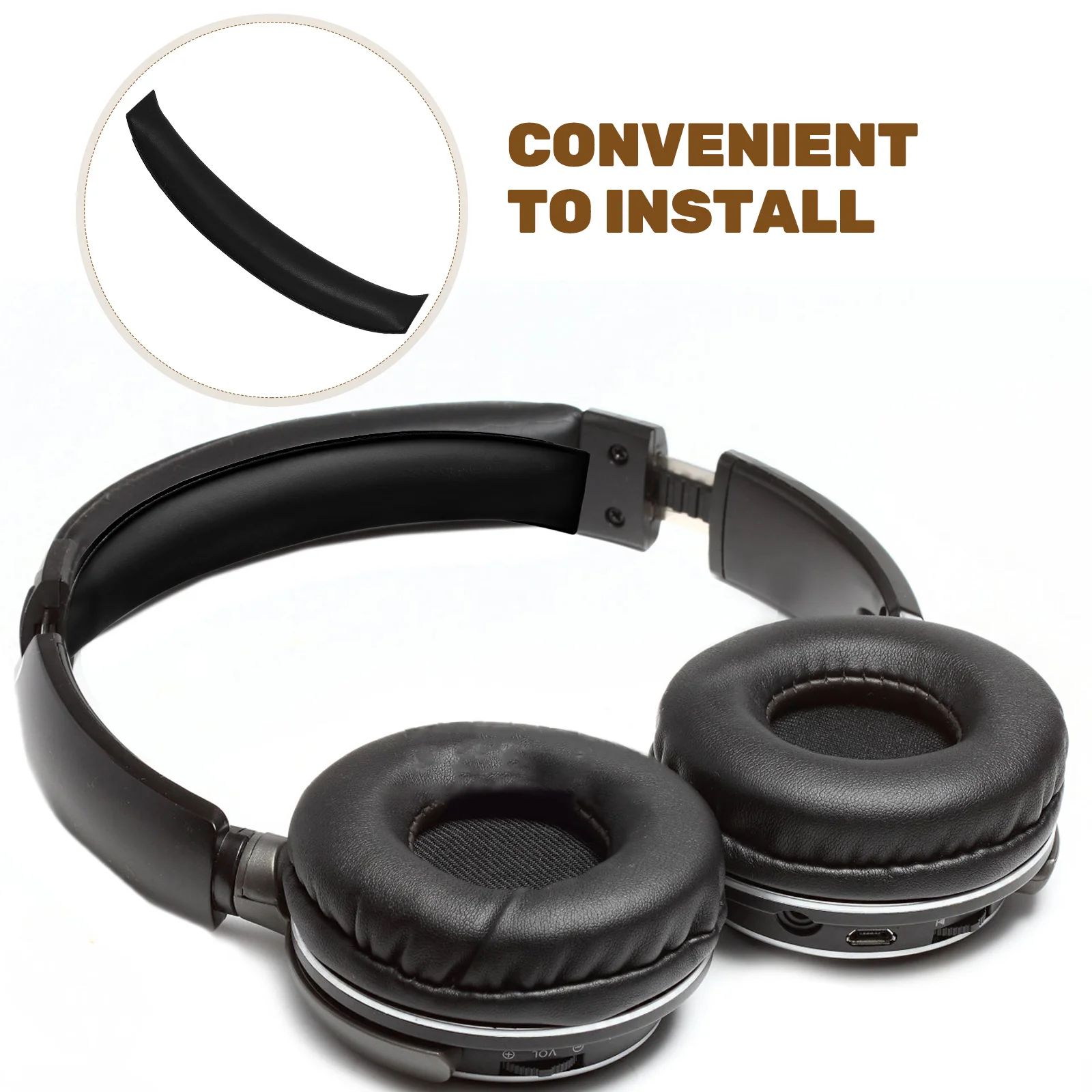 

Headphones Pad Replacement Cushion Black Pu Comfortable Durable Protector For Headset Headband Accessory Lightweight