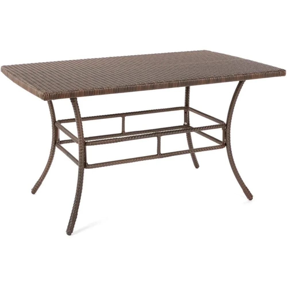 

W Unlimited Leisure Collection Outdoor Garden Patio Furniture Dining Table, Dark Brown