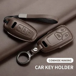 Leather Car Key Case Cover For Audi A4L A5 Q7 TT TTS A3 A4 B9 A6 A7 4K A8 E-tron Q5 Q8 C8 D5 SQ8 Car Keychain Accessories