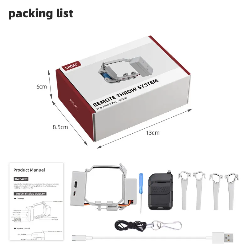 BRDRC Airdrop System For DJI Mini 3 Pro Wedding Party Fishing Bait Deliver Gifts Surprises Rescue Drone Quick Release Accessory