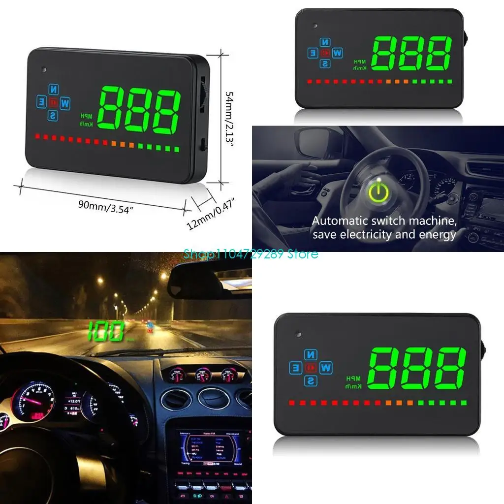 

D8KE Car HUD Head Up Display Speedometer Overspeed Warning Acceleration Brake Tes