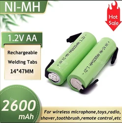AA 1.2V 2600mAh Ni-MH Rechargeable Cell (Green Shell + Welding Tabs) - Ideal for Philips Electric Shavers, Razors, Toothbrushes