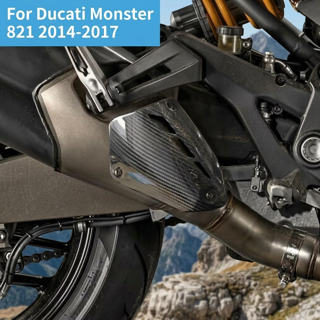 For Ducati Monster 821 2014-2017 Motorcycle Exhaust Thermal Insulation Protection Cover -100% Carbon Fiber