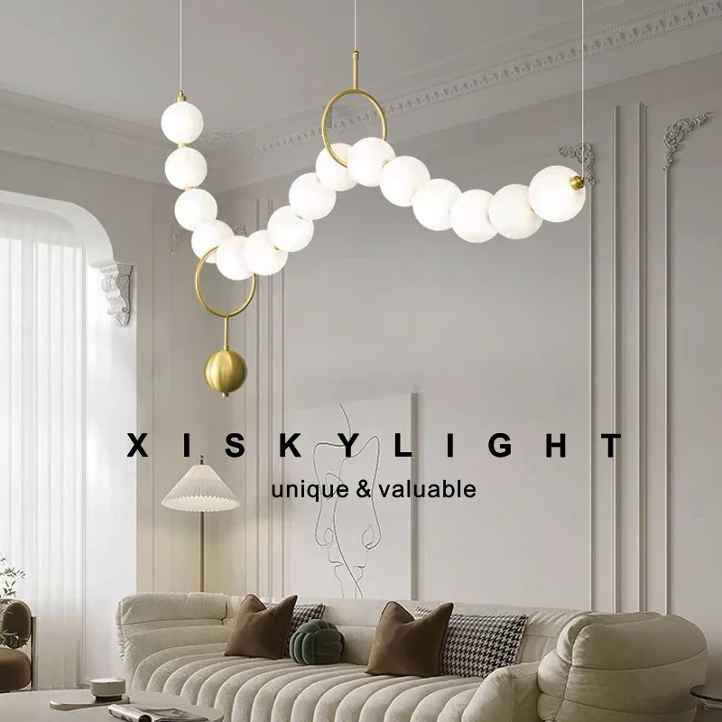 الحديثة الحد الأدنى قلادة على شكل كرة زجاجية قلادة الخفيفة، ماجيك فول غرفة المعيشة طويلة طاولة الطعام الخفيفة، قلادة الخفيفة #2