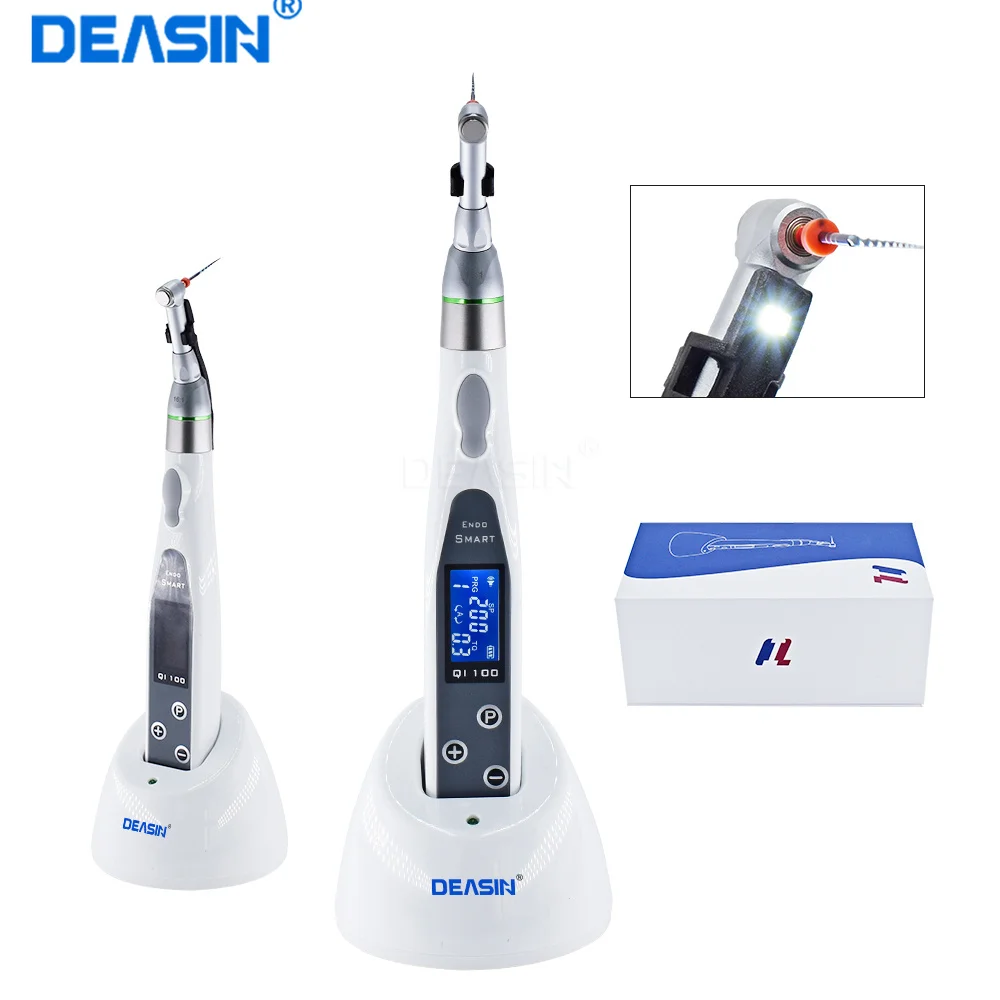 Dental Wireless Endo Motor Smart 9 Programs with LED Lamp and 16:1 Reduction Contra Angle Endodontic Instrument