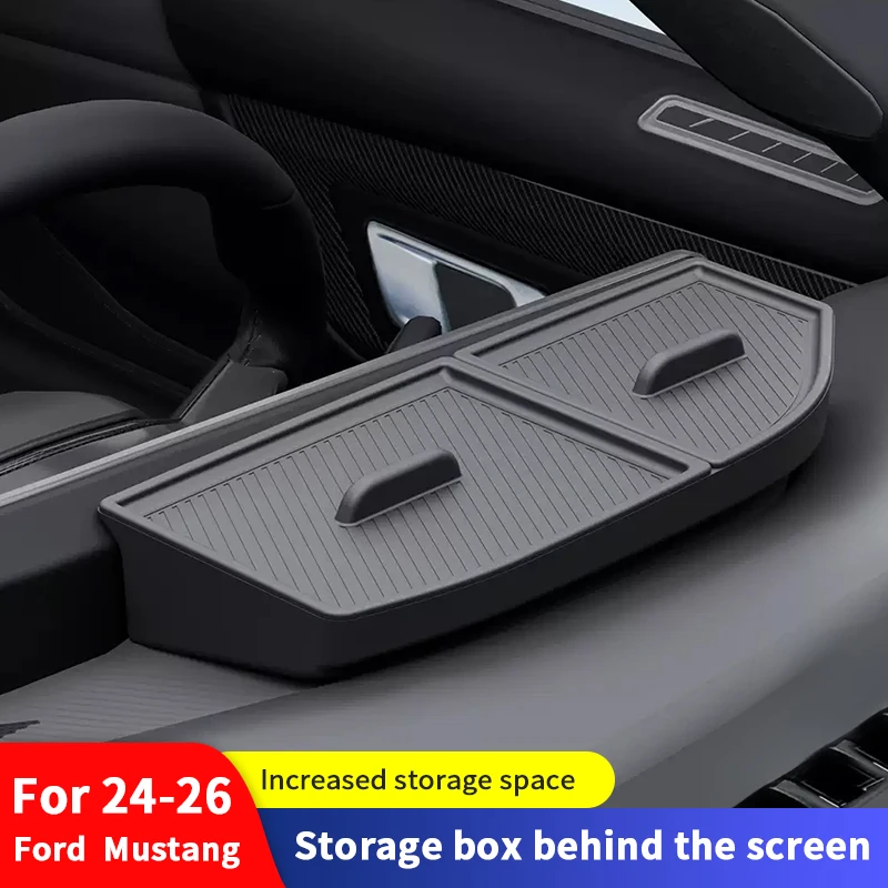 

QHCP Car Dashboard Screen Storage Box Silicone Screen Back Storage Box Organizer For Ford Mustang 2024-2026 Interior Accessories