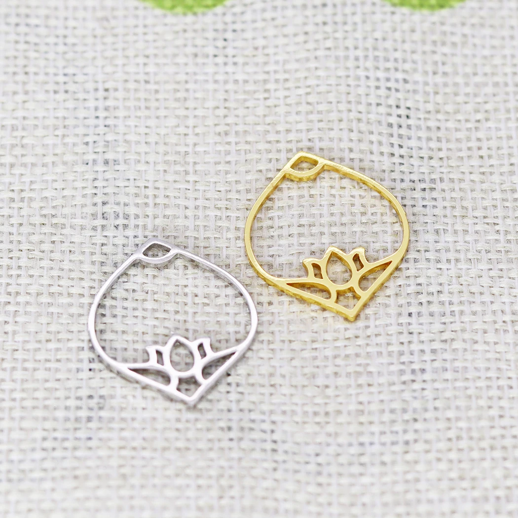 5PCS DIY Stainless Steel  Sweet Lotus Flower Charm Pendant Birthday Collar Choker Simple Necklace Jewelry For Women Earrings